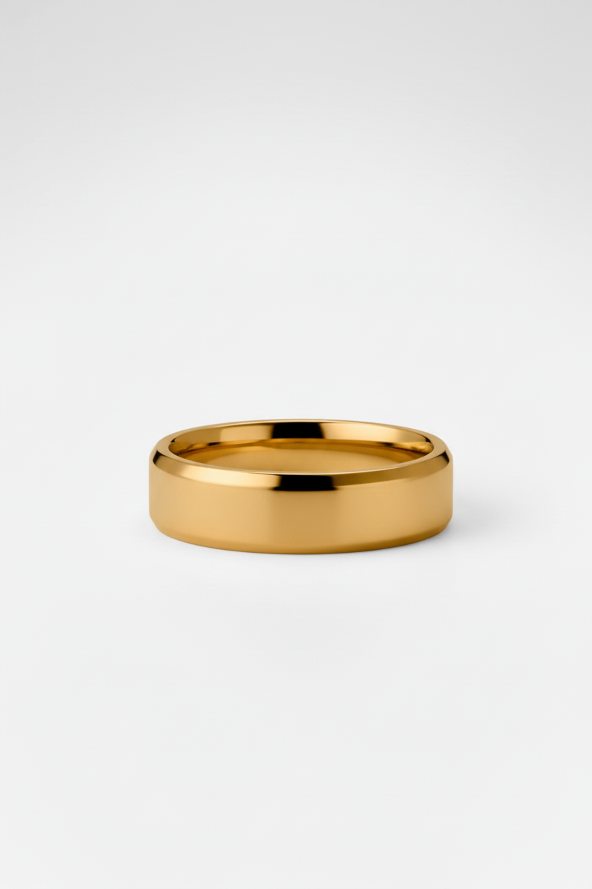 Pierścionek Męski Gładki Pasek - Złoty