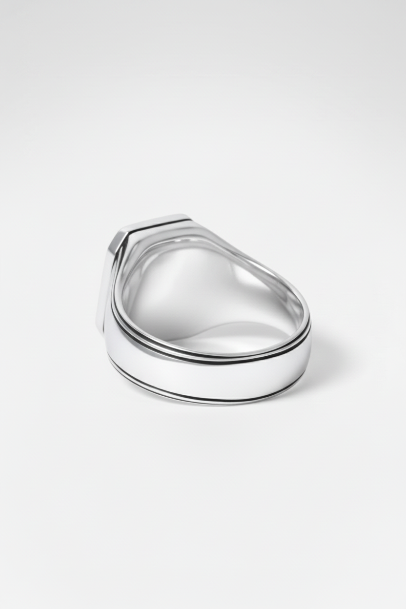 Sygnet Męski Srebrno-Czarny Stalowy 4.0